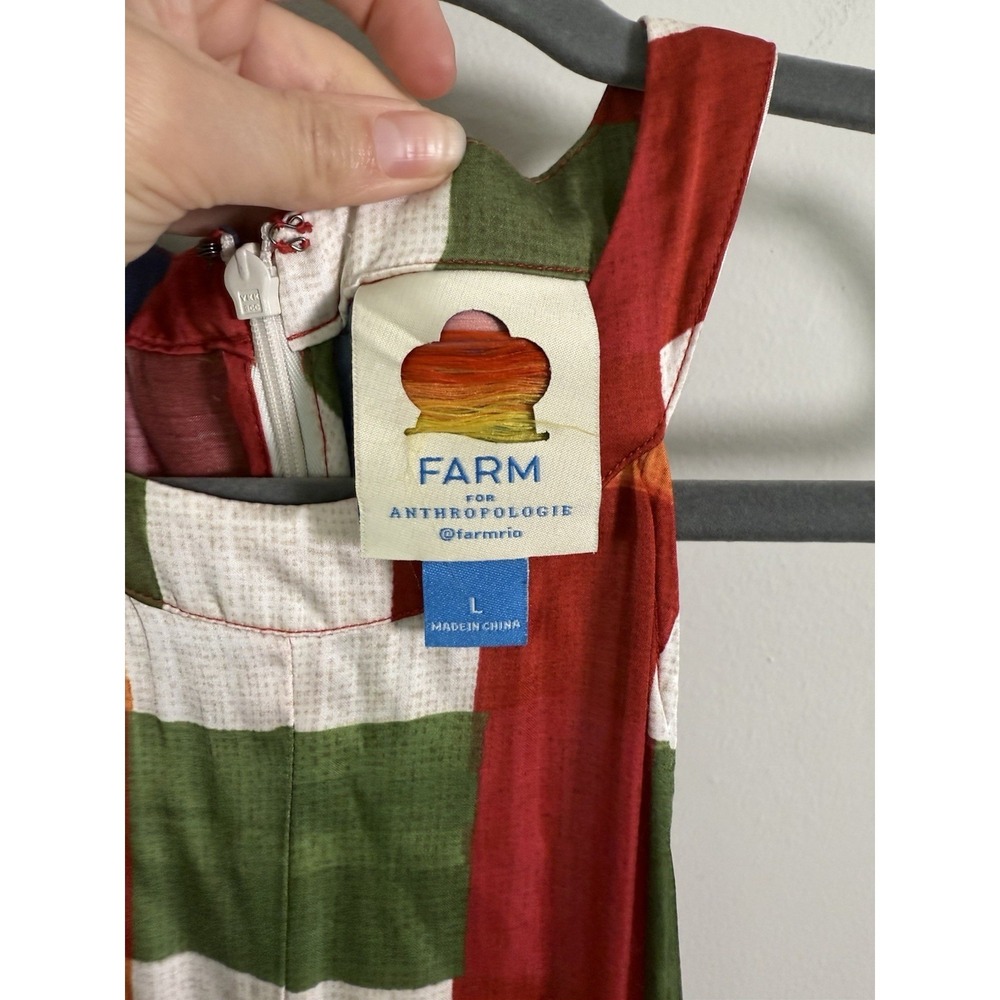 Farm Rio Anthropologie Jumpsuit Sz L Halter Mock Neck Gingham Colorful Festival - Picture 11 of 12